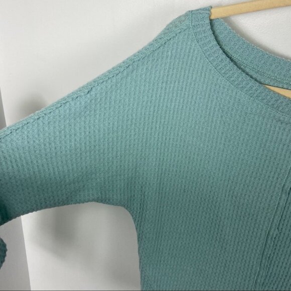 NWT Nordstrom Dolman Sleeve Waffle Knit Thermal Sweater Green Size XS Caslon Top - Picture 7 of 10